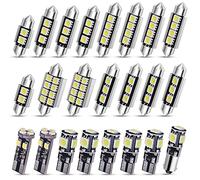 YnGia Car LED Interior Light Bulb, 23Pcs Canbus Error Free LED SMD Bulbs Kit Set for Side Marker Car Interior Dome Map Door Turn Tail Signal Brake License Plate Lights Festoon C5W T10 Xenon-White