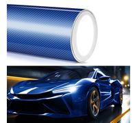 YnGia Carbon Fiber Vinyl Wrap 8 Inch X 5ft Universal Adhesive Blue Gloss Carbon Wrap Tape Roll for Cars Automotive Interior Exterior DIY