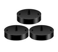 YnGia Industrial Rose Light Fitting Canopy Light Kit 120mm for Pendant Light Ceiling Light Wall lamp Chandelier 3 Pack, Matt Black Single Hole with Ceiling Plate Bracket 100mm Earth