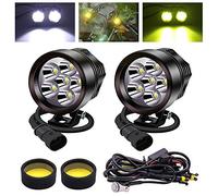 YnGia Motorcycle Auxiliary Lights Front Spotlight 12V 24V Motorcycle Led Fog Lights with Wiring Harness, 2PCS 60W Motorbike Light with Yellow Lens for Scooters Car Truck Boat ATV SUV