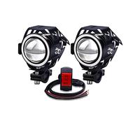 YnGia Motorcycle Front Spotlights with Blue Halo 12V 24V, 2PCS Motorcycle Daytime Running Lights Led Foglights with 3 Wires Switch ON/ON/OFF, U7 Waterproof Motorbike Motorcycle Auxiliary Headlights