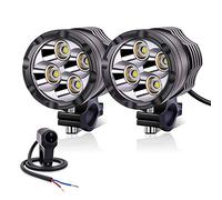 YnGia Motorcycle Led Spotlights, 2PCS Motorcycle Fog Lights with Waterproof Switch, White Universal Led Auxiliary Lights Headlights 12V 24V for Motorbike Scooters Truck Car Boat