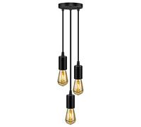 YnGia Pendant Light Fitting 3 Way, Vintage Ceiling Light Modern Ceiling Suspended Pendant Light Fitting Industrial Farmhouse Hanging Light with Adjustable Cord E27 Lamp Holder [Bulbs NOT INCLUEDE]