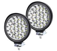 YnGia Round Car Driving Light White Amber Strobe LED Work Light 12V 24V, 2PCS Waterproof Headlight Fog Lamps for Truck Tractor 4x4 ATV UTV SUV Boat