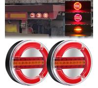 YnGia Round Trailer Light Indicator, 2PCS Truck Brake Lights Hamburger Tail Lights Flowing Turn Signal Light 24V Waterproof Truck Rear Stop Lamp for Trailer Lorry RV Caravan Van