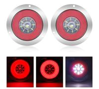 YnGia Round Truck Tail Light 2PCS 24 LED Running Light Rear Brake Stop Light Indicator Marker Tail Lamp 24V for Trailer Truck Caravan Camper Tractor Lorry Van (Red & White)