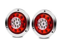 YnGia Truck Tail Stop Light, Round 19 LED Trailer Brake Stop Turn Tail Lights Lamp 2PCS Universal Dual Color Rear Light Indicator 12V 24V for Truck Tractor Lorry