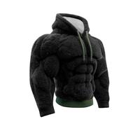YNGWDCBF Mens Hoodie Vintage 3D Print Muscle Flannel Fuzzy Sherpa Warm Pullover Sweater Solid Hooded Sweatshirt Fall Christmas Hoodie for Holiday Black L