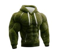 YNGWDCBF Mens Hoodie Vintage 3D Print Muscle Flannel Fuzzy Sherpa Warm Pullover Sweater Solid Hooded Sweatshirt Fall Christmas Hoodie for Holiday Greens L