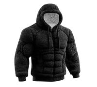 YNGWDCBF Mens Hoodie Vintage 3D Print Muscle Flannel Fuzzy Sherpa Warm Pullover Sweater Solid Hooded Sweatshirt Fall Christmas Hoodie for Holiday Black 3XL