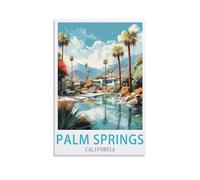 YNIEILUU California Palm Springs Vintage Travel Posters 08x12inch(20x30cm) Canvas Art Posters Painting Pictures Wall Art Prints, Wall Decor for Bedroom