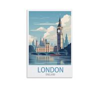 YNIEILUU London England Vintage Travel Poster 20x30inch(50x75cm) Canvas Art Posters Painting Pictures Wall Art Prints, Wall Decor for Bedroom
