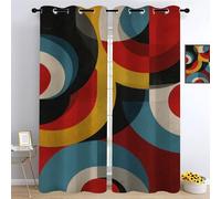 YNIOFU Abstract Geometric Eyelet Living Room Drapes, Medieval Bedroom Blackout Curtains, Retro Pop Art Print Drapes W 100 x L 160cm 2 Panels, Colorful Circles Insulated Curtains for Kids Boys Girls