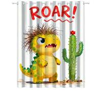 YNIOFU Children's Dinosaur Thermal Insulated Drape, Cartoon Dinosaur Ring Top Blackout Curtains, Cute wild animals Drapes W60 x L140cm 2 Panels, cactus Eyelet Darkening Curtain for Boys Girl Bedroom