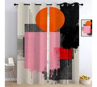 YNIOFU Medieval Blackout Curtains, Ink-splashed Geometry Bedroom Printed Curtains, Abstract Art Thermal Curtain W 132 x L 160cm 2 Panels, Geometry Eyelet Drapes for Living Nursary