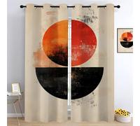YNIOFU Medieval Kids Bedroom Blackout Curtains, Vintage Roundel Living Room Eyelet Curtains, Old Texture Thermal Insulated Window Curtain, Round 3D Printed Drapes W 140 x L 220cm 2 Panels