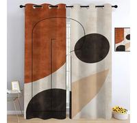 YNIOFU Medieval Living Room Blackout Curtain, Abstract Lines Thermal Insulated Window Drapes, Geometric Shapes Bedroom Curtains, Minimalism Printed Curtain W 107 x L 214cm 2 Panels