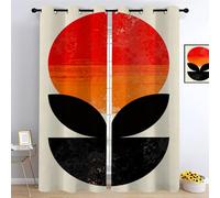 YNIOFU Medieval Thermal Insulated Curtains, Abstract Sunrise Curtains for Bedroom, Geometric Style Printed Blackout Window Drapes, Gradient Sun Super Soft Living Room W 96 x L 183cm 2 Panels Drapes