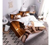 YNIOFU Naked Women Double Duvet Cover Sets Bedding Set Suitable for Teens, Sexy Stockings Woman Adults 3 Piece 200x200cm Duvet Quilt Cover with 2 Pillowcases