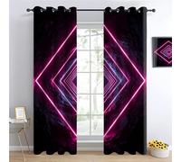 YNIOFU Neon Thermal Insulated Curtains,diamond tunnel Curtains for Bedroom, geometry Printed Blackout Window Drapes,esports players Super Soft Living Room W96 x L183cm 2 Panels Drapes