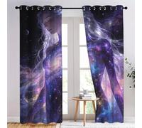 YNIOFU universe Blackout Curtains,Galaxy Goddess Bedroom Printed Curtains, Goddess of the Universe Thermal Curtain W132 x L160cm 2 Panels, Science fiction style Eyelet Drapes for Living Nursary
