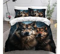 YNIOFU Wilderness Twin Wolves Duvet Cover Sets Single Size Suitable for Teens, Wildlife Wolves Adults 3 Piece Quilt Cover with Zipper 135x200cm + 2 Pillowcases Bedding Set