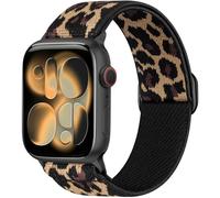 Ynitec Leopard Print Straps for Apple Watch 40mm 38mm 41mm 42mm, Stretchy Sports Ankle Arm Strap for iWatch Series 11 10 9 8 7 6 5 4, SE 3 2 1 Ultra, Stylish Elastic Nylon Loop Bands for Women, Leo