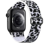 Ynitec Stretchy Straps for Apple Watch 44mm 45mm 46mm 49mm 42mm, Sports Ankle Arm Strap for iWatch Series 11 10 9 8 7 6 5 4, SE 3 2 1 Ultra, Stylish Elastic Nylon Loop Bands for Women, Whiteleo