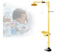 YNITJH Emergency Safety Shower and Eyewash Station with Anti-Freeze Function,Abs Plastic,Dual-Layer Filtration,Yellow Color for High Visibility,Easy Pull-to-Activate in 1 Second,With Pedals