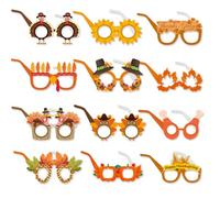YNITSED Thanksgiving Glasses - 16Pcs Holiday Party Glasses Frames Props for Fall Thanksgiving Party Decoration Accessories Holiday Favors
