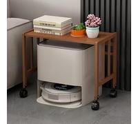 YNIYUJKL 1/2/3/4 Tiers Robot Vacuum Storage Stand, Rolling Bamboo Display Rack with Height Adjustable Wooden Shelf and Mobile Wheels, Home Living Room Kitchen Smart Swee,1-Tier 80x38x53cm