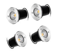 YNIYUJKL 4PCS 3W Ground LED Landscape Lights - 12V Low Outdoor Buried Lights, IP67 Waterproof COB Recessed LED Spot Lamp, for Patios, Lawns, Driveways Deck,Warm White-3W