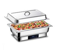 YNIYUJKL 9L/8QT Chafing Dish Buffet Set, Buffet r and Food Warmer, Electric Heating, Touch Temperature Adjustment, with Water Pan, Food Pan and Lid for Buffet/Weddings/Parties/Ban,Single Grid-5pcs