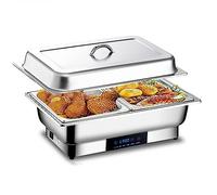 YNIYUJKL 9L/8QT Chafing Dish Buffet Set, Buffet r and Food Warmer, Electric Heating, Touch Temperature Adjustment, with Water Pan, Food Pan and Lid for Buffet/Weddings/Parties/Ban,Double Grid-5pcs