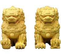 YNIYUJKL Art Sculptures Creative Statue Foo Dogs Statues Chinese Figurines, Feng Shui Wealth Prosperity Pair Fu Dogs Lion, Wooden Ornaments For Home, Office, Living Room Decoratio