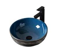 YNIYUJKL Bathroom Sink Round Washbasin Ceramic Countertop Basin Retro Basin Bathroom Indoor Household Balcony Basin Lavatory Art Basin