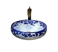 YNIYUJKL Bathroom Vessel Sink Bowl Basin Celadon Countertop Basin Hand-Painted Bathroom Sink Washbasin Household Bathroom Retro Washbasin With Accessories Lavatory Above Coun