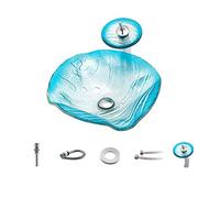 YNIYUJKL Bathroom Vessel Sink Bowl Basin Countertop Sink Tempered Glass Hand Painted Waterfall Spout Basin Bathroom Sink Blue Lavatory Above Counter Vanity Sink