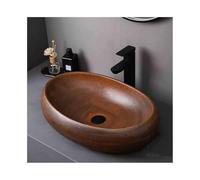 YNIYUJKL Bathroom Vessel Sink Ceramic Oval Outdoor Indoor Bathroom Vintage Pedestal Basin Patio Wash Basin Vanity Vessel Sink