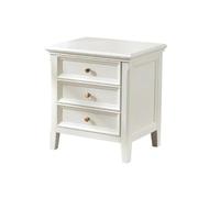 YNIYUJKL Bedside Table Home Simple Cream White Solid Wood Bedside Table Retro Style Three Drawer Storage Cabinet Side Tables Bedroom