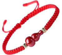 YNIYUJKL Bracelets,Lucky Charm,Feng Shui Wealth Bracelet Red String Bracelet Natural Cinnabar Stone Bracelet Wu Lou/Gourd Braided Bracelet Adjustable Talisman Handmade Buddhist Br