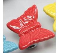 YNIYUJKL Butterfly Ceramic Handle Knobs Single Hole Furniture Cabinet Cupboard Wardrobe Drawer Door Knob Pulls Room Decor,Green-Pink,Red