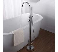 YNIYUJKL Chrome Freestanding Bathtub Taps Floor Mounted Single Lever With Handheld Spray Stream Filler Spout Brass Bath Mixer Tap