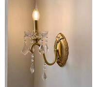 YNIYUJKL Classic Crystal Wall Sconce European Style Candle Wall Lamp with Clear Glass Lamp Cup, Modern Brushed Brass Wall Light Luxurious Home Decor Lighting Fixture for Living Ro,1head