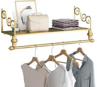 YNIYUJKL Clothes Rackgarment Rack Clothing Store Display Stand Wall Mounted Storage Shelf With Hanging Rod For Clothes Shoes Bags And Towels Home Organization Solution For Retail,C-L 150cm