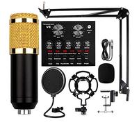 YNIYUJKL Condenser Microphone Kit, Live Sound Card With Effects And Voice Changer, Mic Professional Studio Recording Set Mini Sound Mixer Board With Multiple Sound Effects, For Ios And