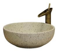 YNIYUJKL Countertop Sink,Above Counter Basin, Round Above Counter Vessel Sink Ceramic Art Basin Bathroom Sink Retro Washbasin Countertop Sink Without Faucet 41 41 15Cm