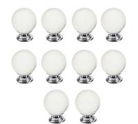 YNIYUJKL Crystal Knob,Draw Knobs, 30Mm Matte White Crystal Drawer Pulls Handle, Glass Cabinet Knobs Single Hole Ball Shaped Drawer Pulls Handle 10Pcs