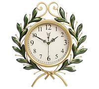 YNIYUJKL Farmhouse Vintage Clock Olive Branch Shape Glass Cover Wrought Iron Exquisite Silent Design Hand-Painted Metal Pointer Retro for Bedroom Office,A-46 * 41cm