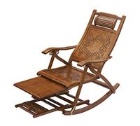 YNIYUJKL Foldable Bamboo Lounger, Bamboo Adjustable Rocking Lounge Chair With Foot Massage And Folding For Outdoor Use